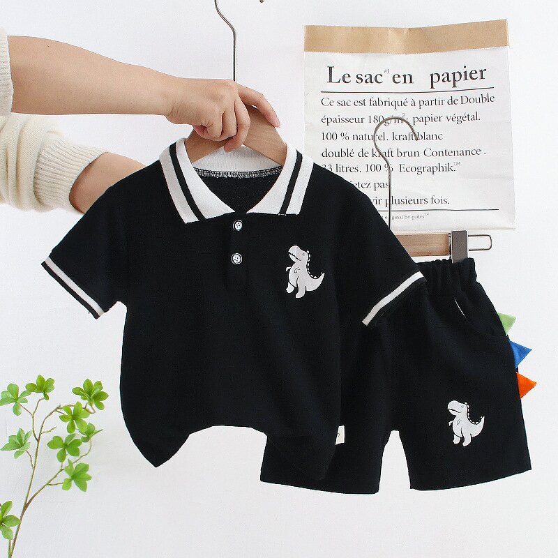 Baby Boy Summer Suit Manufacturer - Polo Sweat Suits Small Boy Short-sleeved POLO Shirt 2-piece Wholesale