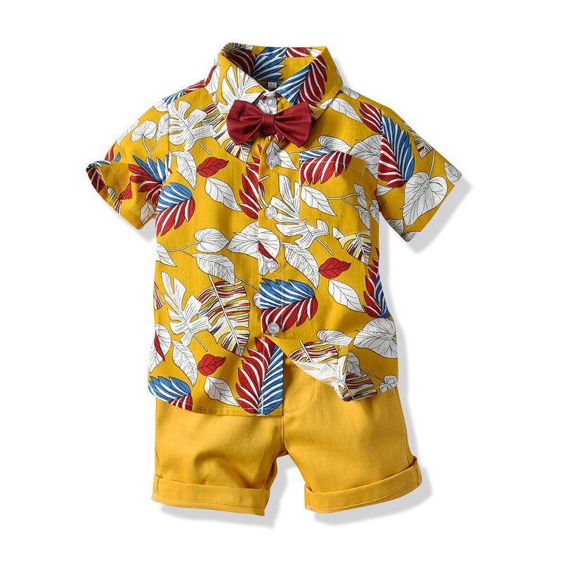 Children's Clothing Set Manufacturer - 2025 Summer Short-sleeved Floral Shirt Boy Shorts Casual 2-piece Hot Sale