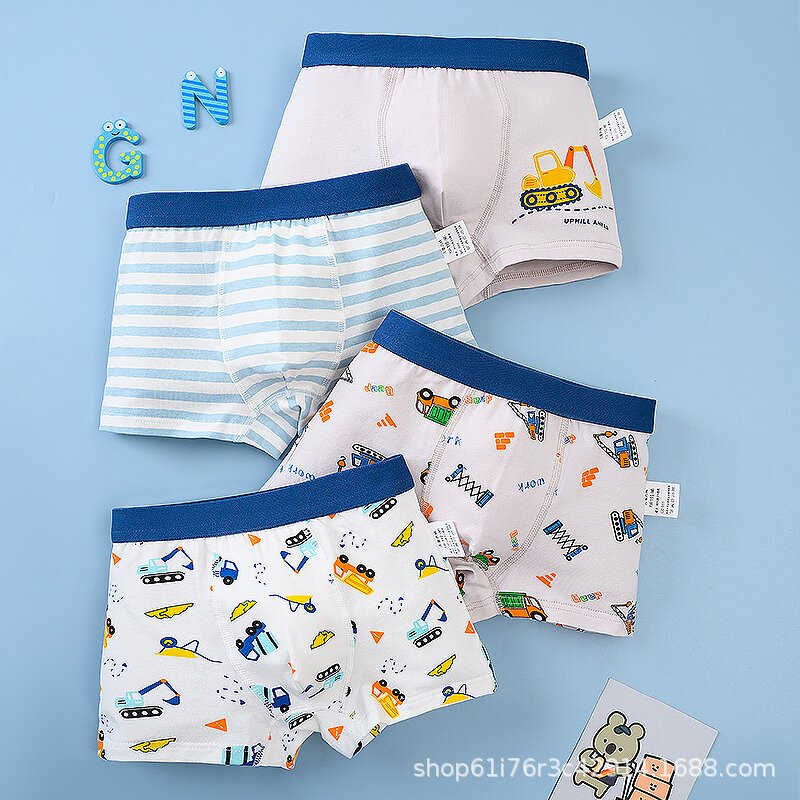 Children's Cotton Underwear Manufacturer - Boys Boxer Briefs 4pcs Baby Middle Large Children Shorts