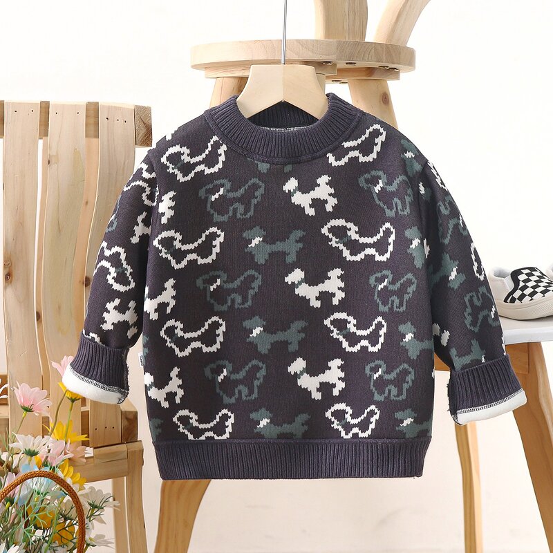 Girls Sweater Manufacturer - 2-10 Years Old Velvet Thickened 2025 Autumn Winter New Style Baby Knitted & OEM