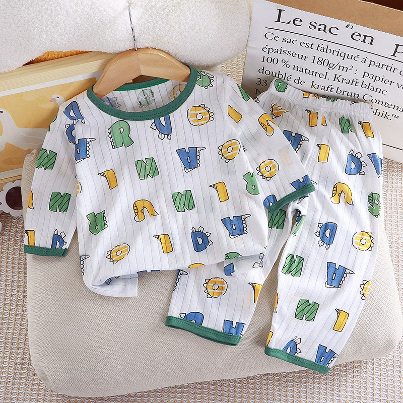 Children's Home Clothes Set Manufacturer - 25 Summer Cotton Boys Girls Thin Three-quarter Sleeve Pajamas 2-piece Air Conditioning
