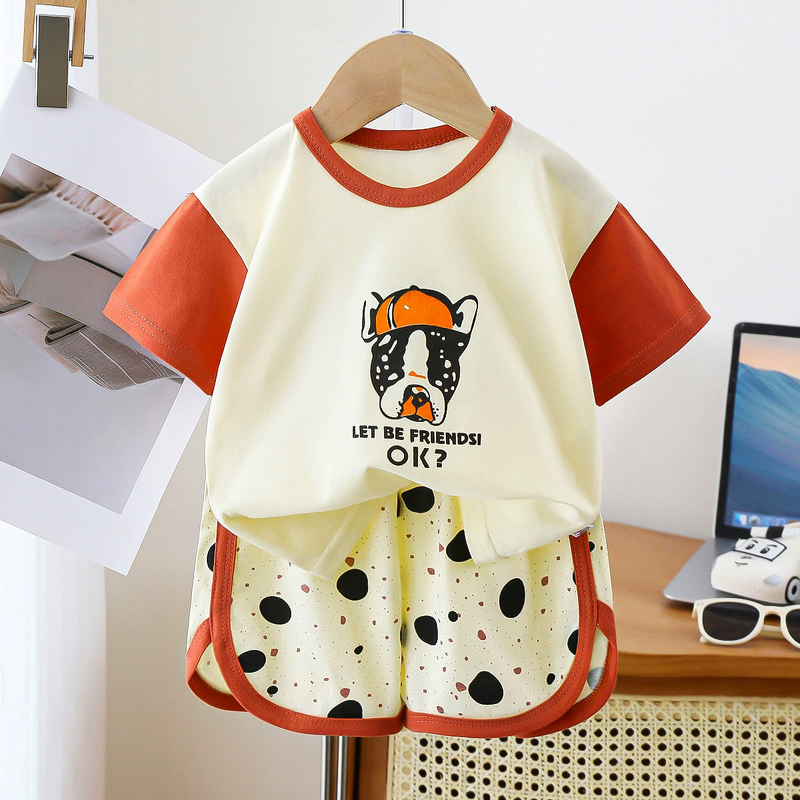 Children's Short-sleeved Shorts Suit Manufacturer - 1-5 Years Pure Cotton Summer New Boys Korean T-shirt Girls