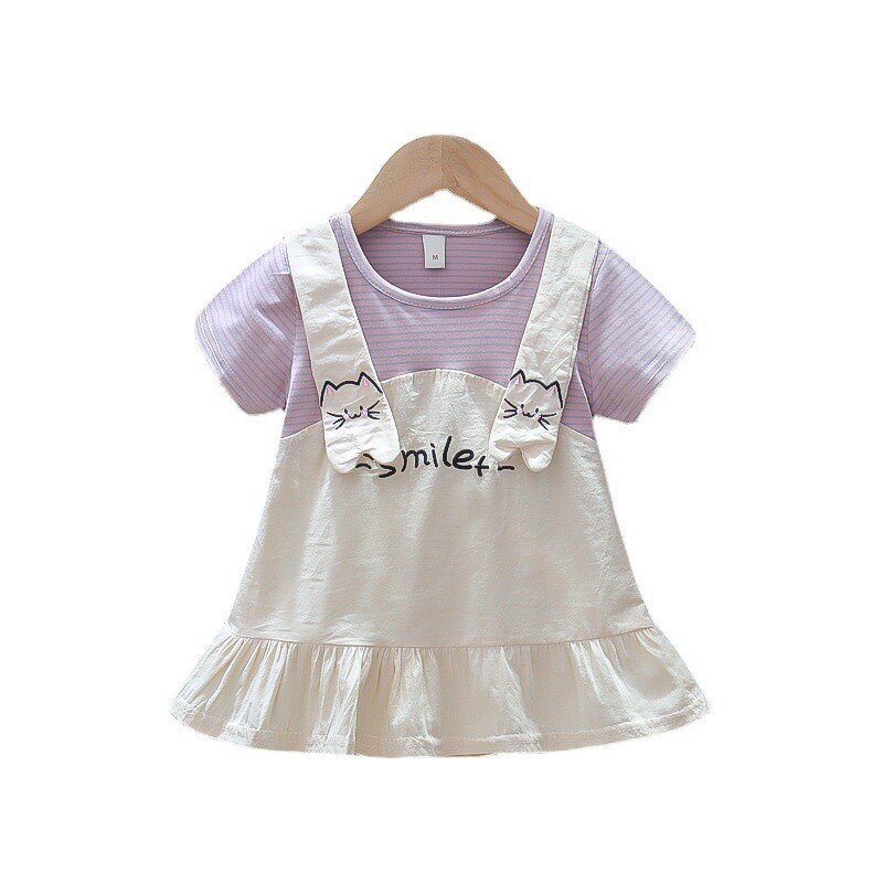 Girl Dress Manufacturer - New Summer New Cotton Thin Western Stripes Skirt