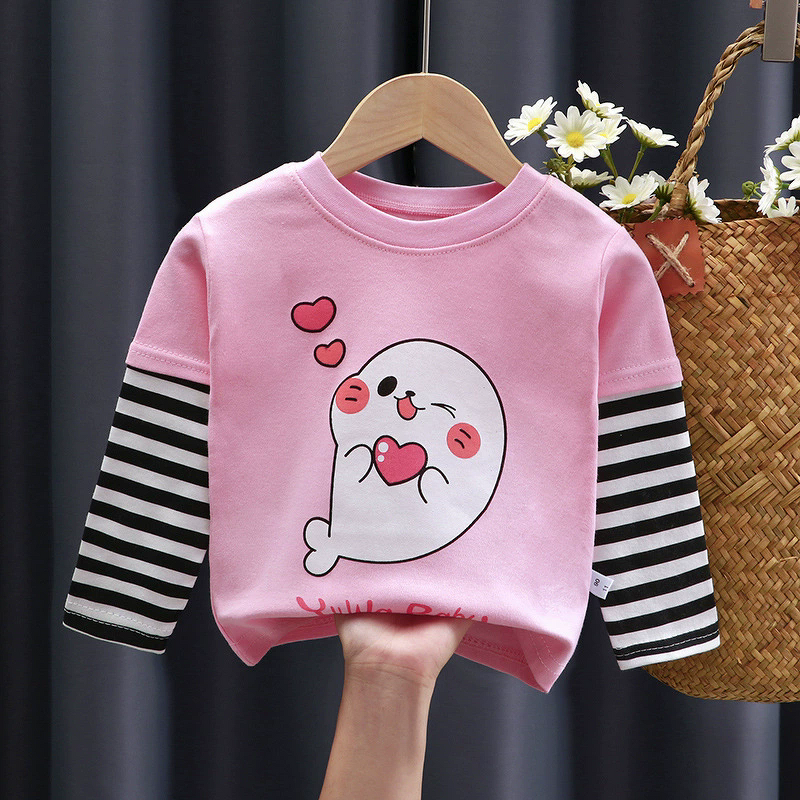 Children's T-shirt Manufacturer - Spring Autumn New Long Sleeve Bottoming Shirt Pure Cotton 0-5 Years