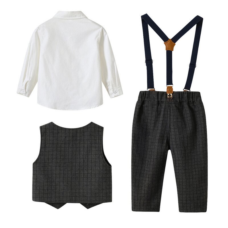 Boys Suit Manufacturer - 25 Spring European American Gentleman Vest Long Sleeve Cotton Cardigan Suit Pants Three-piece