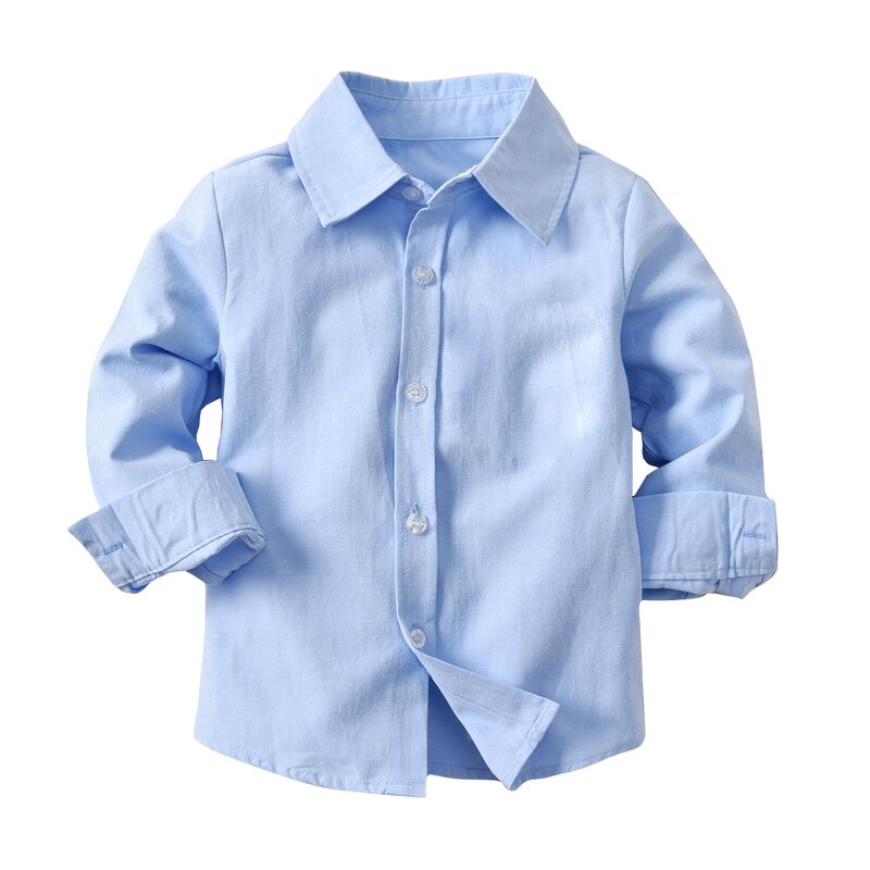 Boys Shirt Set Manufacturer - Baby Cotton Long-sleeved Collared Shirt Denim Suspenders Trousers Party Dress Formal Wear