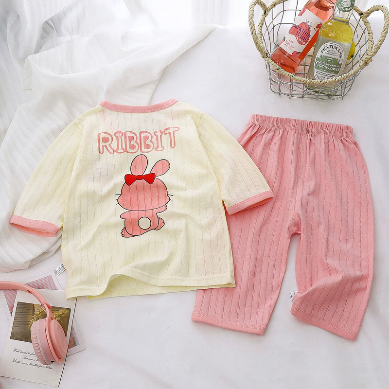 Children's Home Clothes Suit Manufacturer - Pure Cotton 2025 Summer New Baby Pajamas Boys Girls 1-9 Years