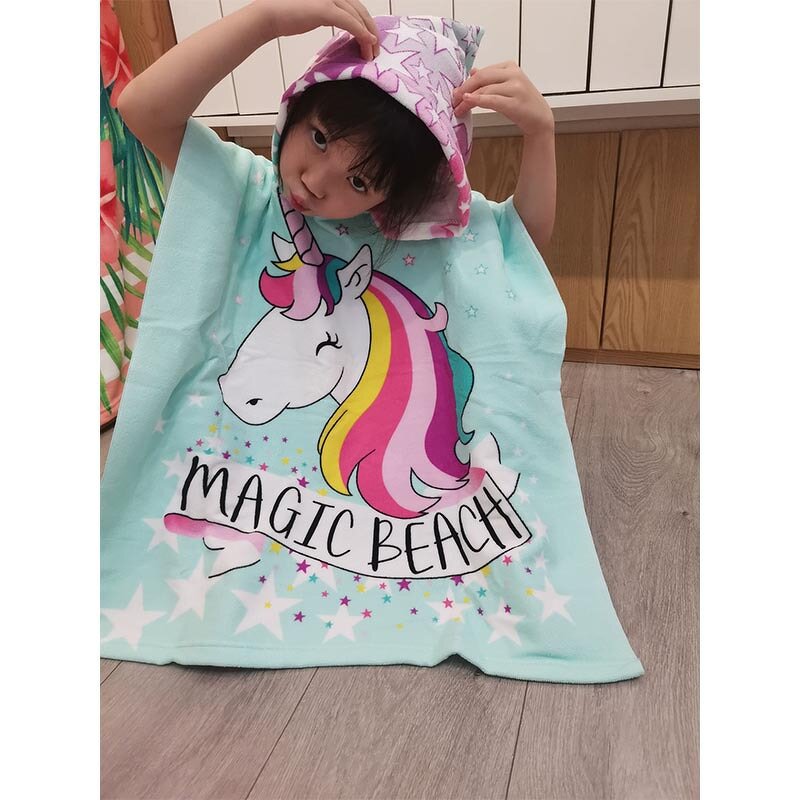 Baby Beach Robe Manufacturer - Wholesale Cartoon Printed Hooded Bath Towel High Water Absorption Cloak for Kids