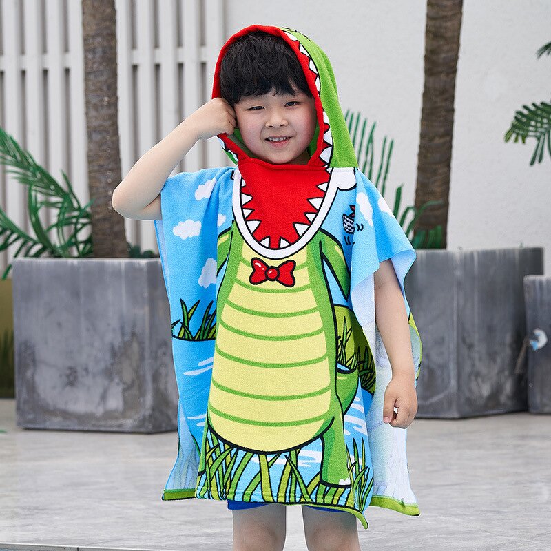 Baby Beach Robe Manufacturer - Wholesale Cartoon Printed Hooded Bath Towel High Water Absorption Cloak for Kids