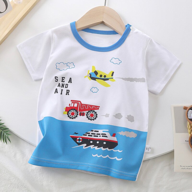 Children's T-shirt Manufacturer - Short-sleeved Pure Cotton Summer 2025 Boy Baby Cartoon Girl Top