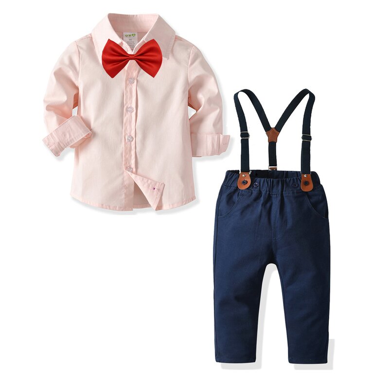 Baby Suit Manufacturer - Boy Gentleman Bow Tie White Shirt Bib Suit Evening Dress Four-piece 2025 Spring Autumn New