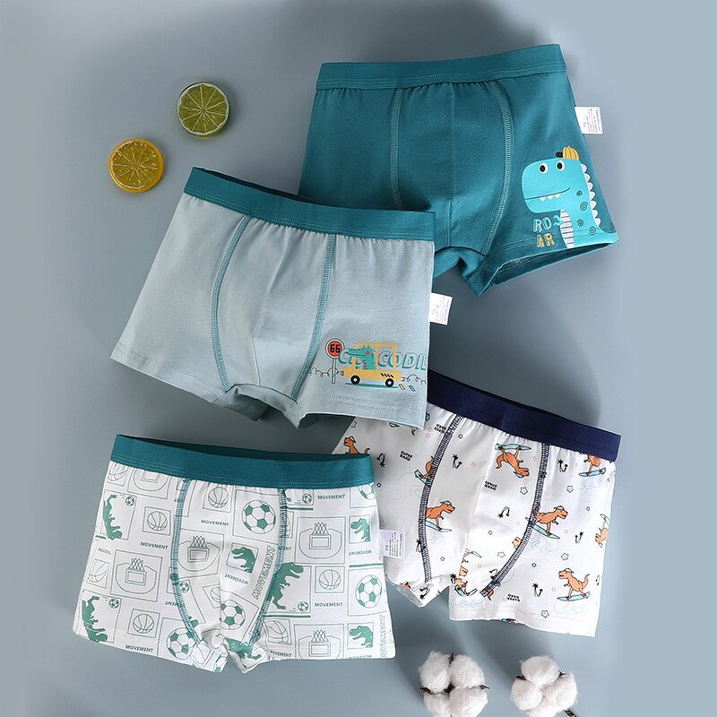Children's Cotton Underwear Manufacturer - Boys Boxer Briefs 4pcs Baby Middle Large Children Shorts