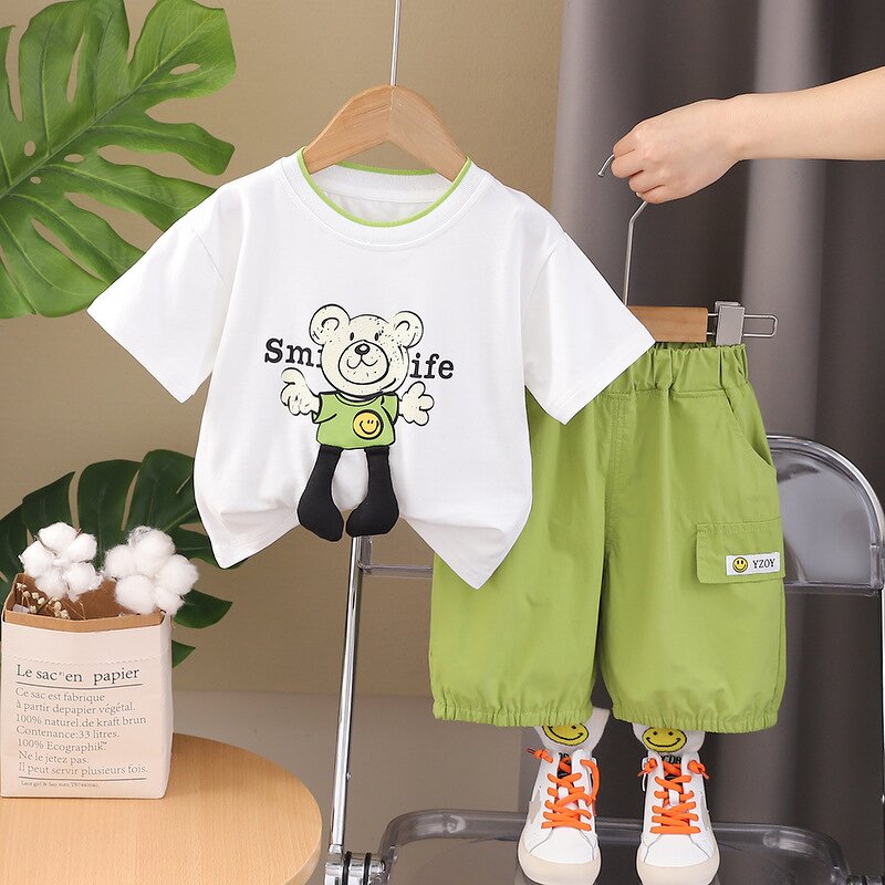 Newborn Boy Clothing Sets Manufacturer - Wholesale Cheap Price 1-5T Casual Print Style 100% Cotton Summer