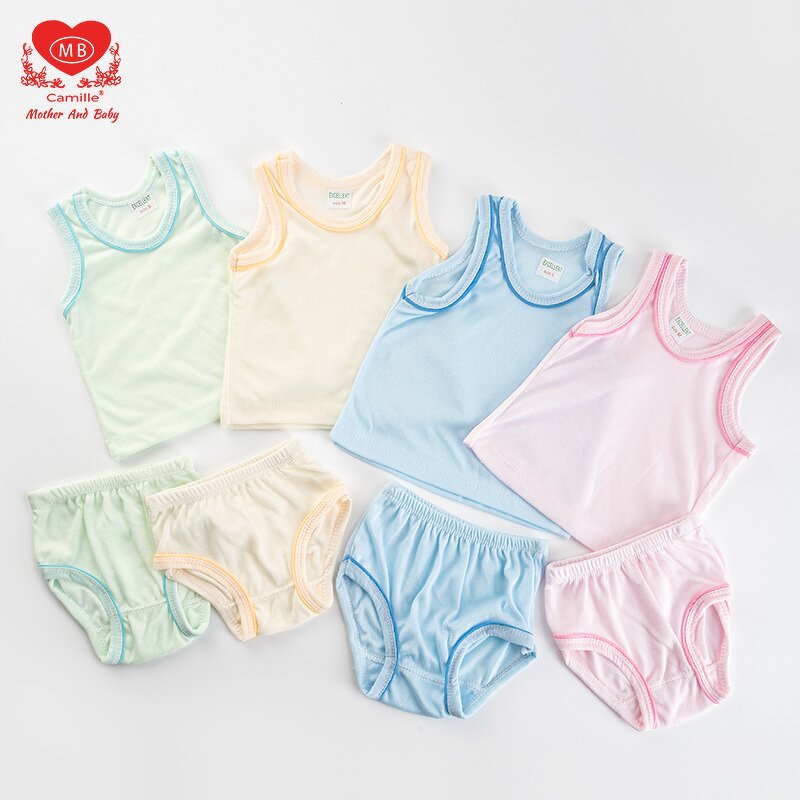 Newborn Baby Set Manufacturer - 25 Summer New Style Base Color Vest Cotton Pants Sleeveless Card Packaging Color Edge 2-piece