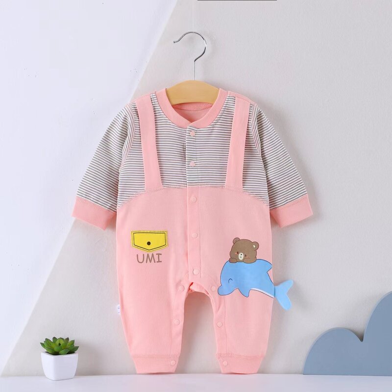 Baby Climbing Clothing Manufacturer - Four Seasons New Four Zero Combed Cotton Babies Cartoon Stitching Connecting