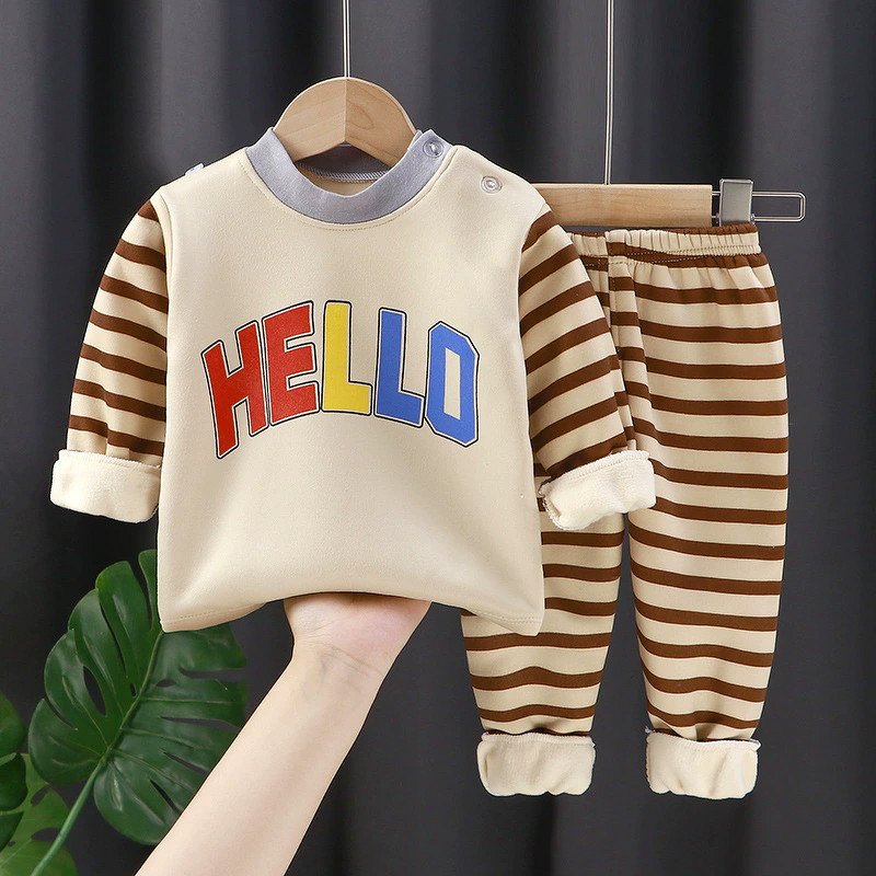 Children's Thermal Underwear Suits Manufacturer - for Boys Girls Autumn Winter Home Clothes Plus Velvet Thickened