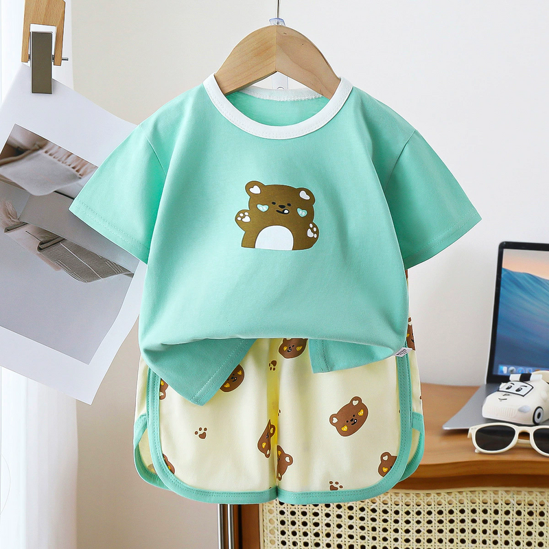 Children's Short-sleeved Shorts Suit Manufacturer - 1-5 Years Pure Cotton Summer New Boys Korean T-shirt Girls