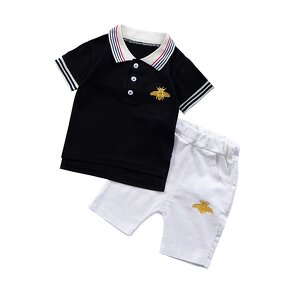 Boy Polo Shirt Set Manufacturer - Summer New Korean Short-sleeved Lapel Two-piece Suit