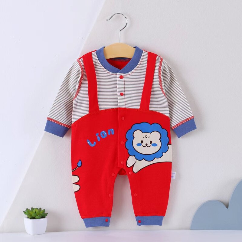 Baby Climbing Clothing Manufacturer - Four Seasons New Four Zero Combed Cotton Babies Cartoon Stitching Connecting