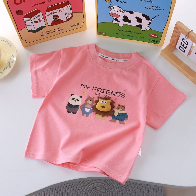 Children's T-shirt Manufacturer - 2025 Summer New Cartoon Three-Dimensional Doll Cotton Single Piece