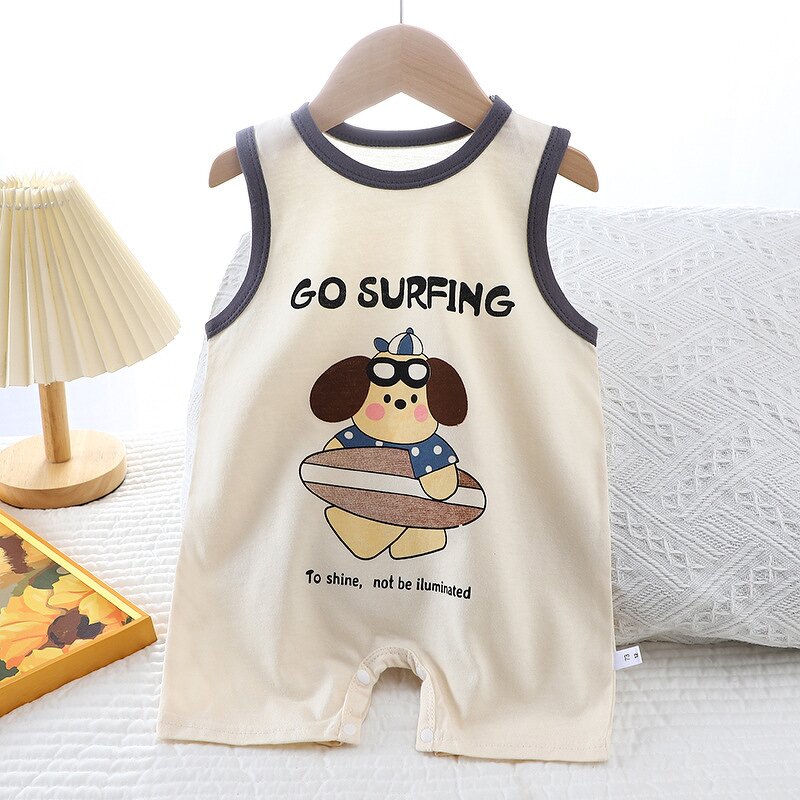 Infant Climbing Clothes Manufacturer - 2025 Pure Cotton Summer Korean Boys Thin Girls Vest Jumpsuit Romper