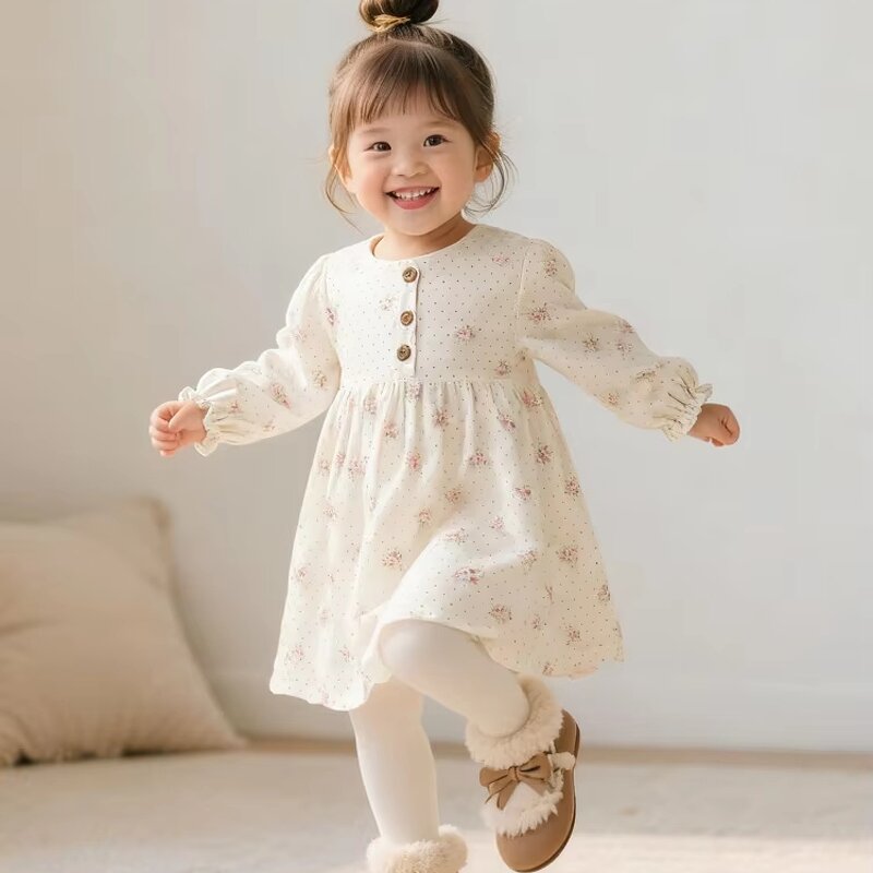 Princess Dresses Manufacturer - New Fall Winter Collection Round-neck Long-sleeve for European Asian Kids S M L