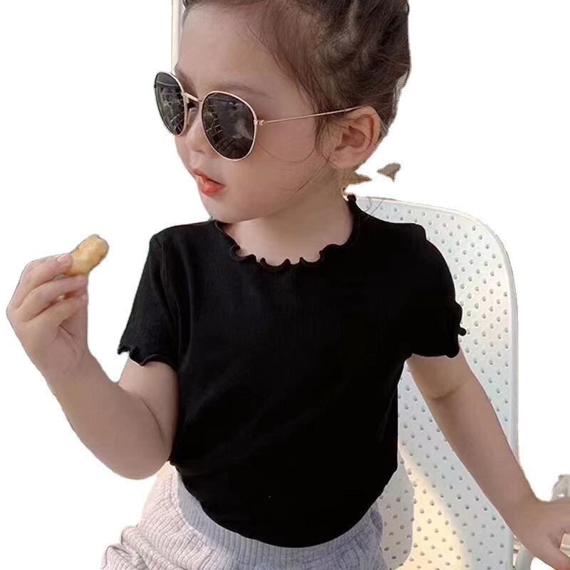 Children's T-shirt Manufacturer - New Embroidery 2025 Summer Base Shirt Little Girl Baby Cute Western 0-4 Years