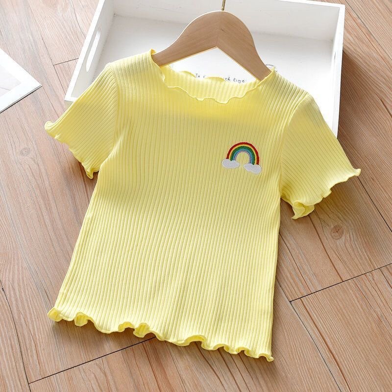 Children's T-shirt Manufacturer - 2025 New Embroidery Summer Base Shirt Little Girl Baby Cute Western 0-4 Years