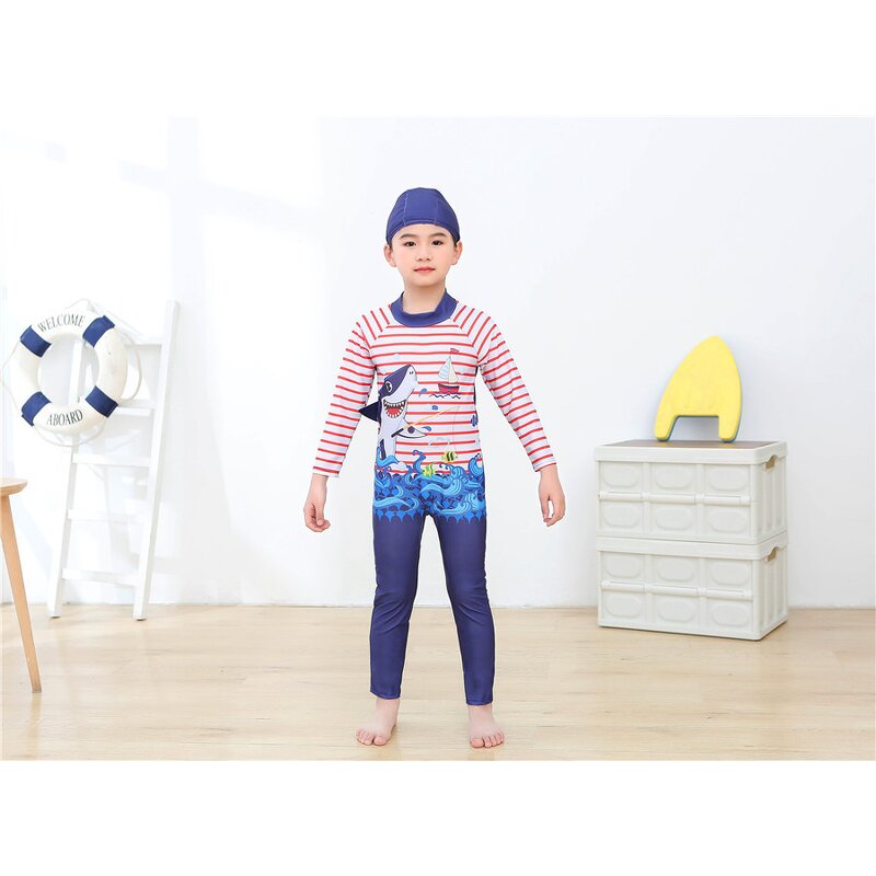 Children's Swimsuit Manufacturer - Dinosaur Cute Long-sleeved Baby Boy Beach Sunscreen Swimming Clothes