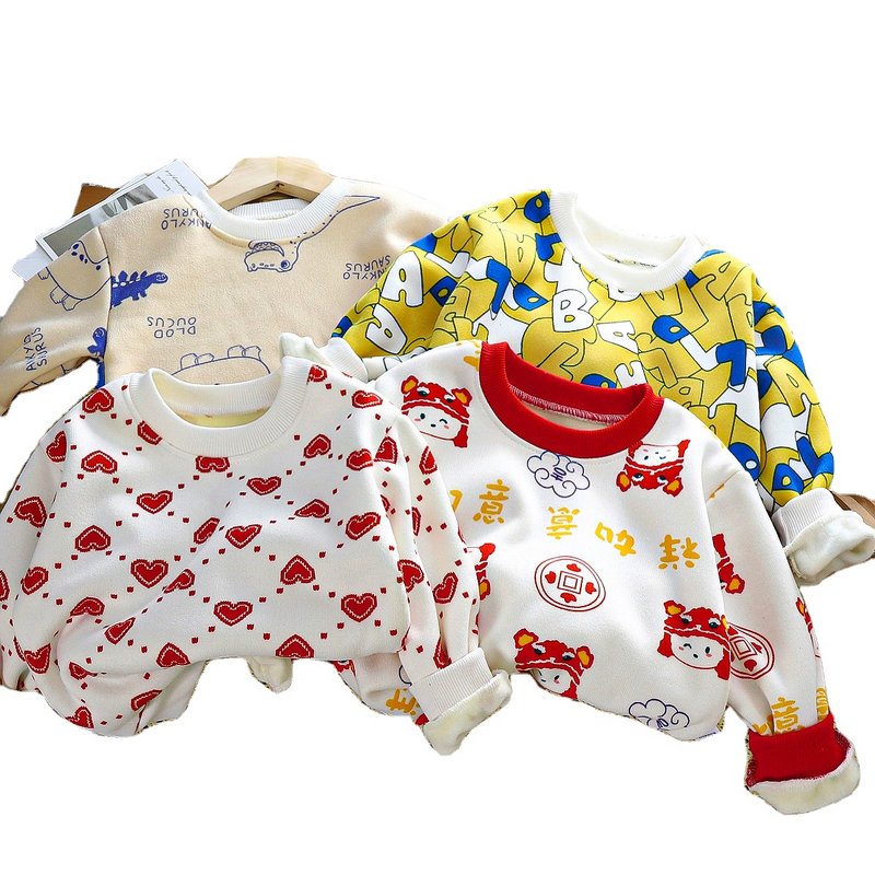 Children's Velvet T-shirt Manufacturer - 2025 Autumn Winter Boys Thickened Baby Sweater Girls Warm Sweater