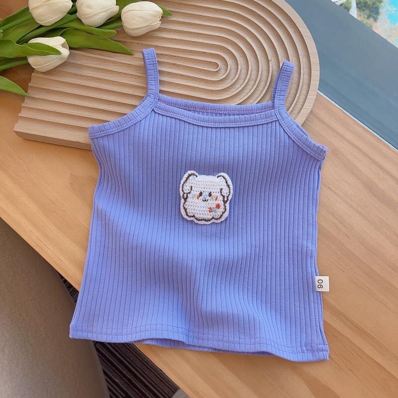 Girls Camisole Vest Manufacturer - 0-8 Years Ice Silk Summer Thin 2025 New Outerwear Kids Baby T-shirt