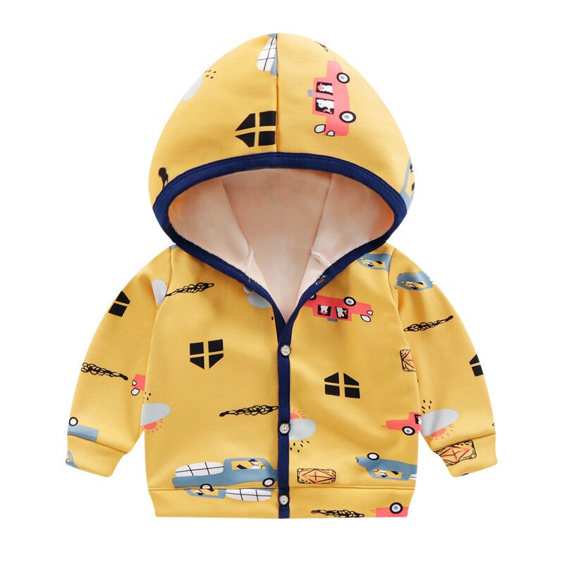 Children's Jacket Manufacturer - Hot-selling New Autumn Winter Boys Plus Velvet Hooded Sweater Girl Baby Cardigan