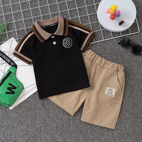 Children's Clothing Set Manufacturer - New 2023 Fashion Baby Two Sets Short-sleeved Embroidery Letters Short Sleeve