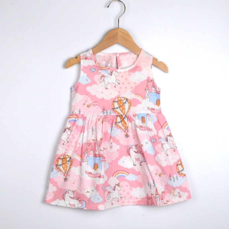 Girls Dress Manufacturer - All Cotton A-line Spring Summer Small Nursing Sleeveless Children Cartoon