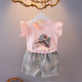 Girls Summer Clothing Manufacturer - 2023 New Summer Baby Girl Korean Style Suit Small Medium Girls Cotton Short Sleeve