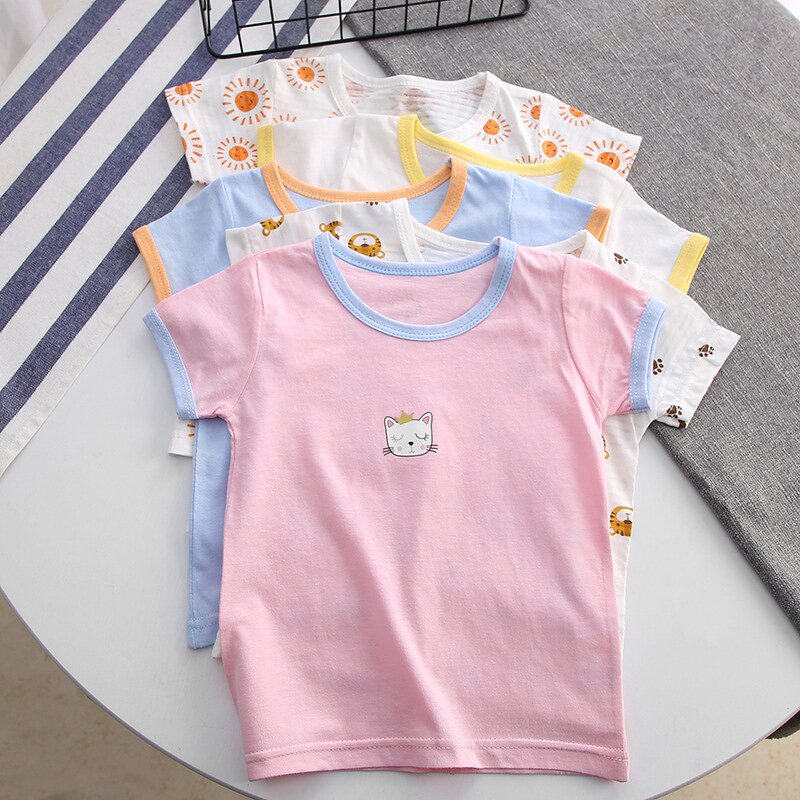 Children's T-shirt Manufacturer - Short-sleeved Pure Cotton Baby Cartoon Girl Summer New Korean Single Top