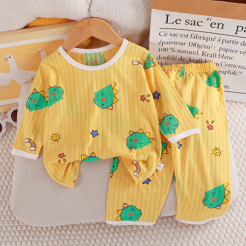 Children's Home Clothes Set Manufacturer - 25 Summer Cotton Boys Girls Thin Three-quarter Sleeve Pajamas 2-piece Air Conditioning