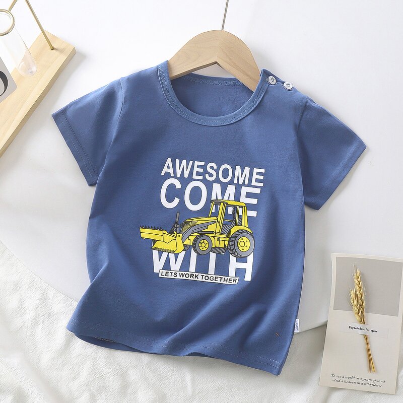 Children's T-shirt Manufacturer - Short-sleeved Pure Cotton Summer 2025 Boy Baby Cartoon Girl Top