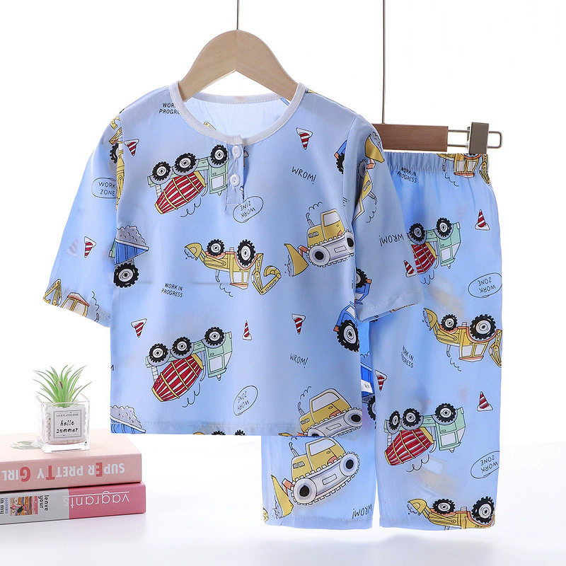 Cartoon Kid Pajamas Manufacturer - for Girls 1-9 Years Short Sleeve Sleepwear Breathable Comfortable Summer