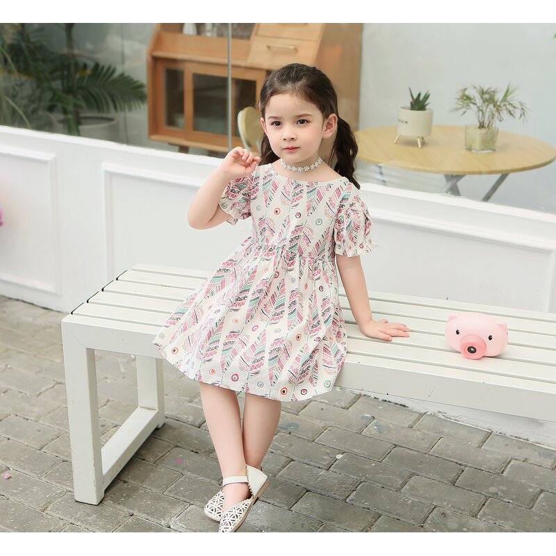 Girls Princess Skirt Dress Manufacturer - 2022 Summer Korean for Girls Baby with Print Pattern Knee-Length
