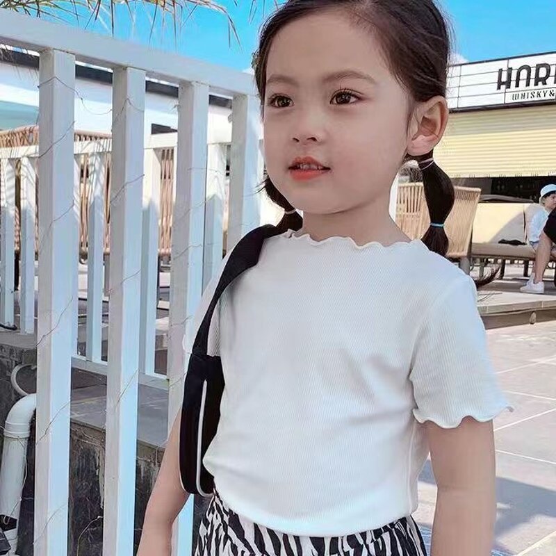 Children's T-shirt Manufacturer - New Embroidery 2025 Summer Base Shirt Little Girl Baby Cute Western 0-4 Years