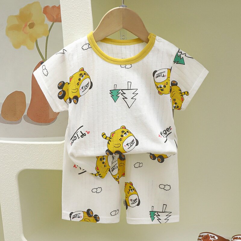 Children's Pajamas Manufacturer - Summer Pure Cotton Baby Short-sleeved Shorts Thin 0-6 Years Boys Girls Home