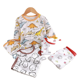 Children's Home Clothes Set Manufacturer - 25 Summer Cotton Boys Girls Thin Three-quarter Sleeve Pajamas 2-piece Air Conditioning