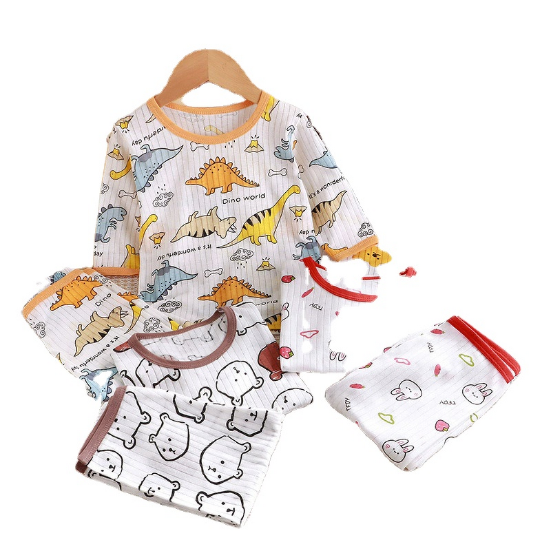 Children's Home Clothes Set Manufacturer - 25 Summer Cotton Boys Girls Thin Three-quarter Sleeve Pajamas 2-piece Air Conditioning