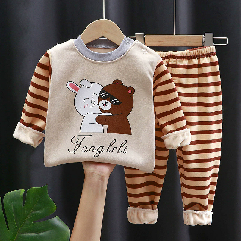 Children's Thermal Underwear Suits Manufacturer - for Boys Girls Autumn Winter Home Clothes Plus Velvet Thickened