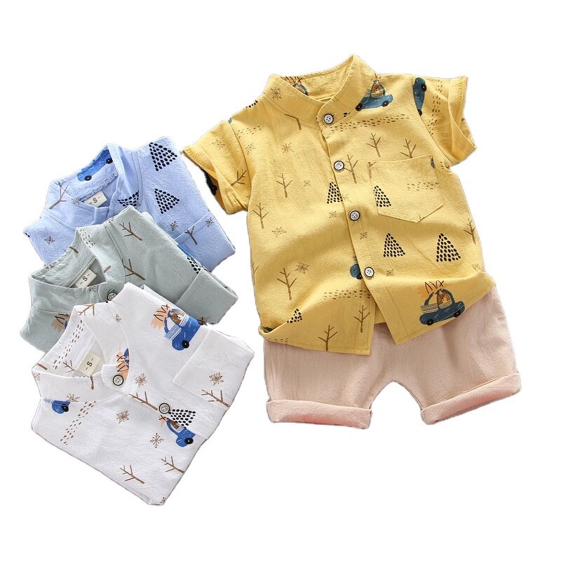 Boys Clothing Set Manufacturer - Cute Summer 0-3 Years Old Foreign Style 2 Two-Piece Short-Sleeved Animal Pattern Shirt