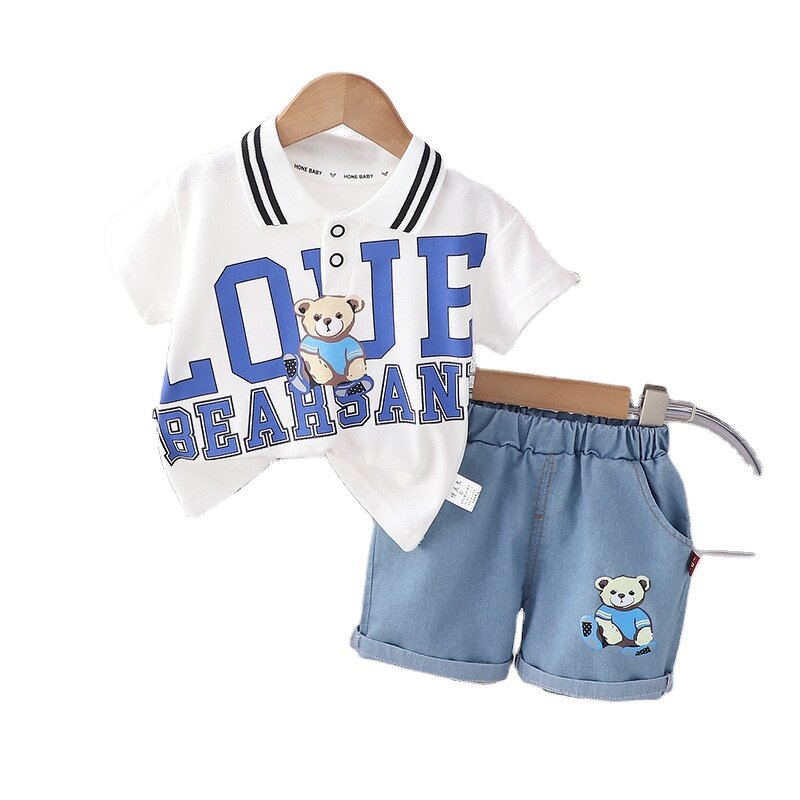 Kids Suit Manufacturer - Customize 2025 New Style Small Boy Short-sleeved POLO Shirt Two-piece Wholesale