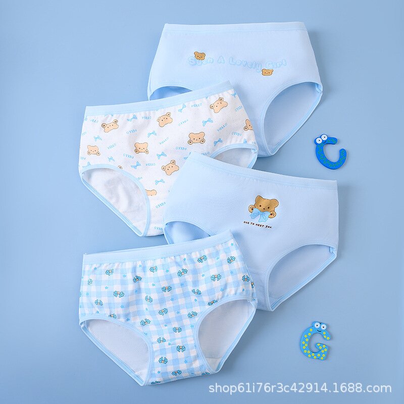 Girls Underwear Manufacturer - 2025 New Cotton Triangle Combed Cotton Cartoon Bear