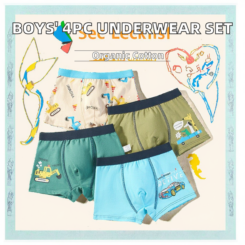 Boys Underwear Set Manufacturer - 4 Pcs Cotton Cartoon Baby Boxer Shorts Comfortable Kids