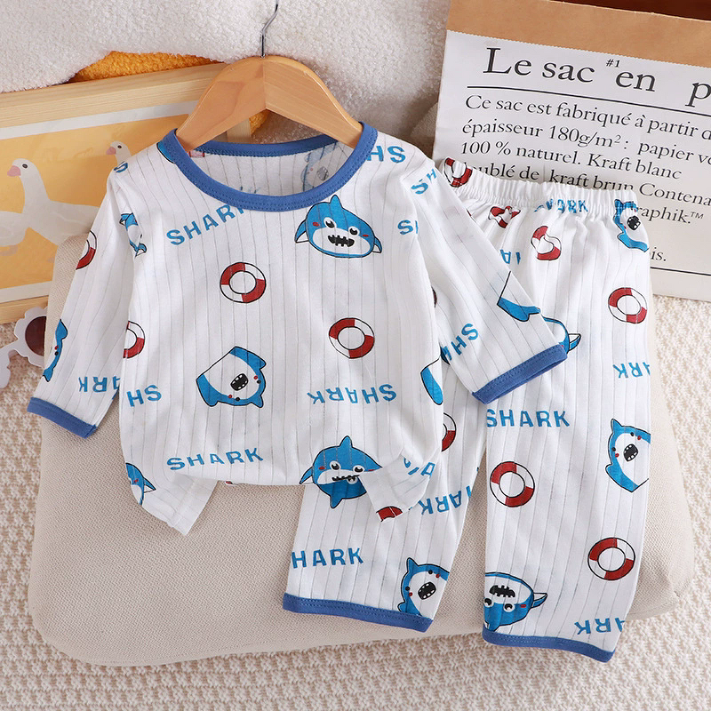 Children's Home Clothes Set Manufacturer - 25 Summer Cotton Boys Girls Thin Three-quarter Sleeve Pajamas 2-piece Air Conditioning